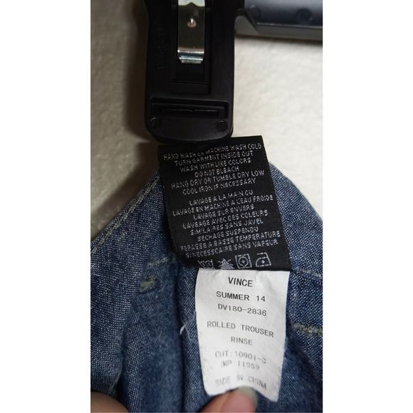 Vince Trouser Pants Chambray Rolled Cropped Women's W31 Denim‎ Rinse Blue - Picture 9 of 9